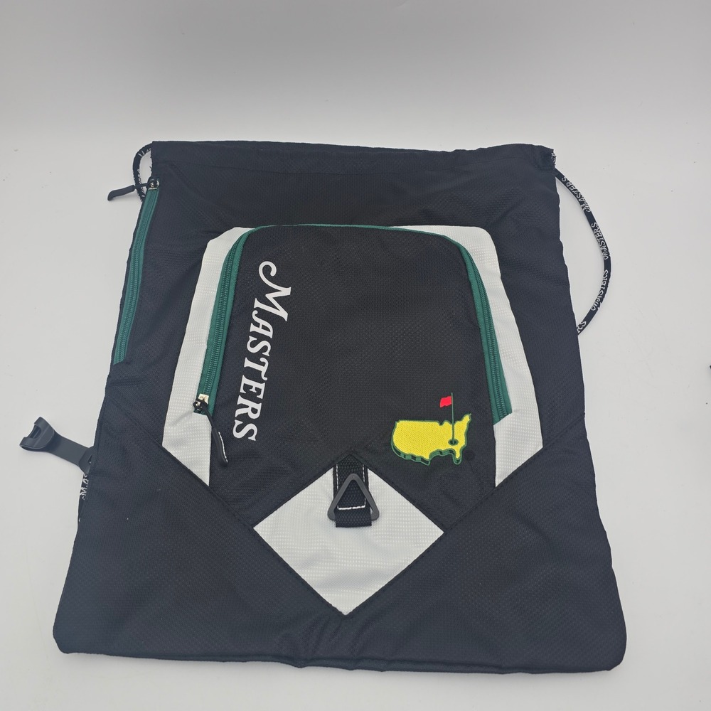 Masters Augusta National Golf Club Drawstring Backpack Cinch Bag Black Green